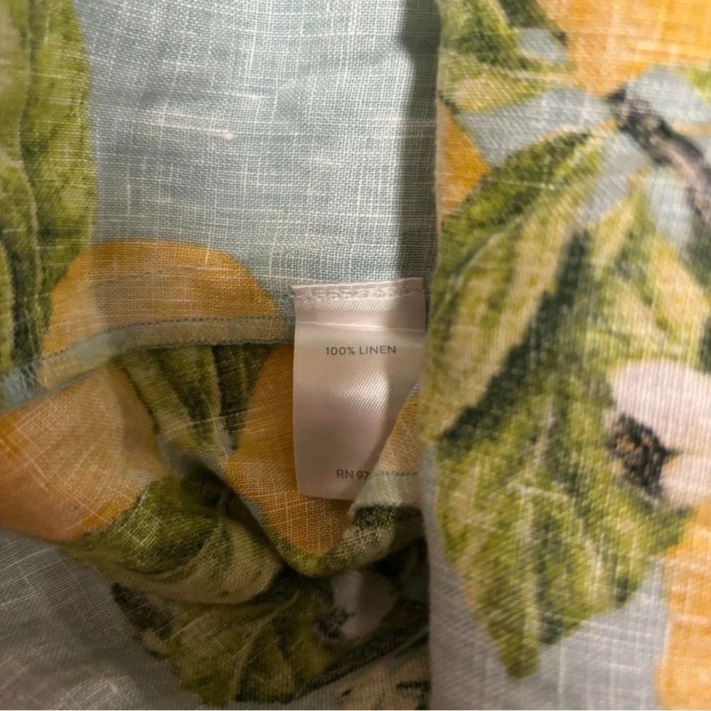 J. Jill Love Linen Dress PM Petite Medium Lemon Print Sleeveless Pockets Summer - Picture 5 of 5